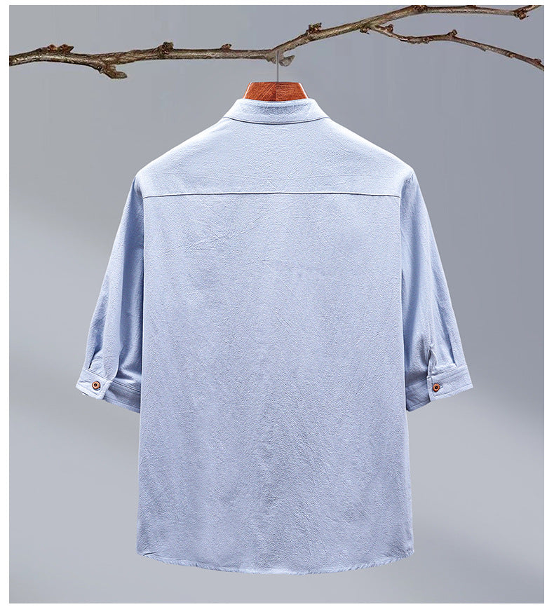 UrbanStoff | Halbarm Hemd mit Stehkragen