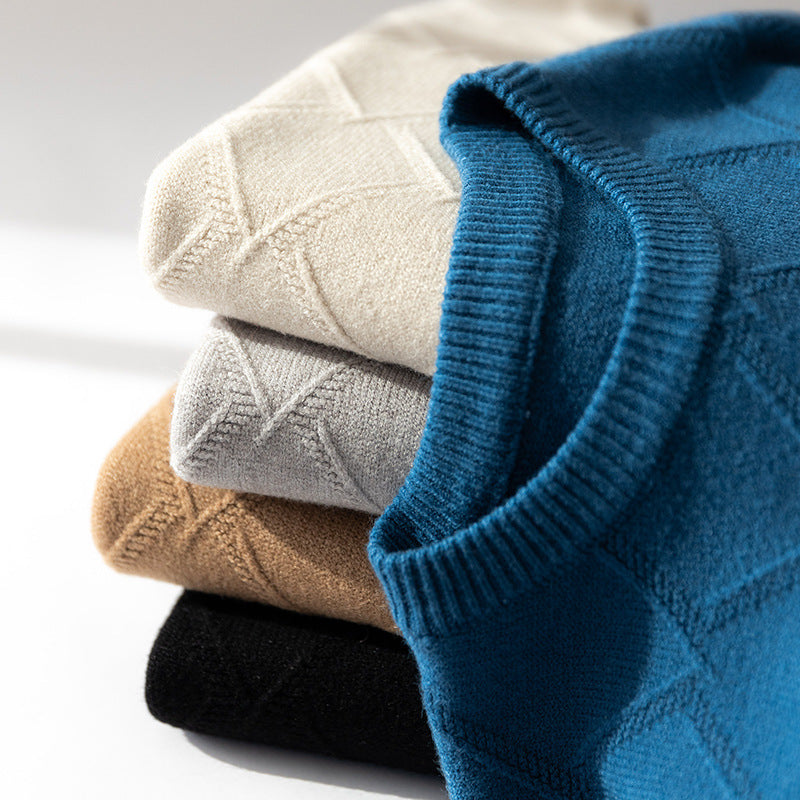 Klassischer dicker Kaschmir-Strickpullover