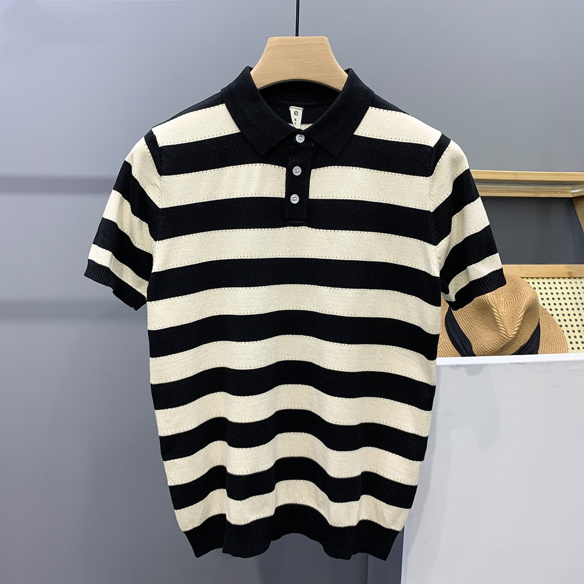 UrbanStoff | Gestreiftes Eisseide-Poloshirt