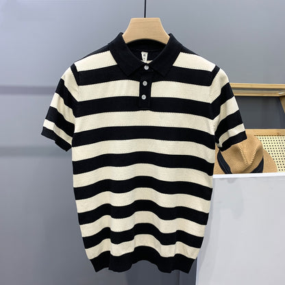 UrbanStoff | Gestreiftes Eisseide-Poloshirt