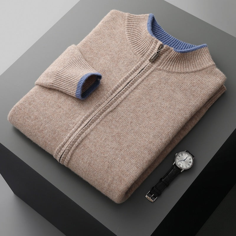 UrbanStoff | Herren Halbrollkragen Strickjacke mit Reißverschluss