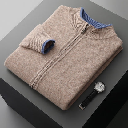 UrbanStoff | Herren Halbrollkragen Strickjacke mit Reißverschluss
