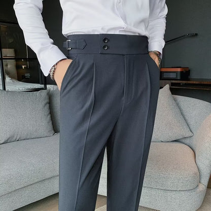 UrbanStoff | Herren Retro High-Waist Gerade Hose