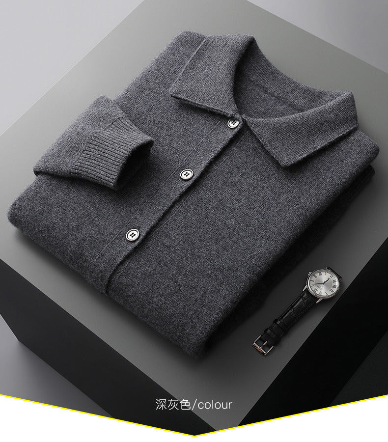 Polokragen Woll-Cardigan