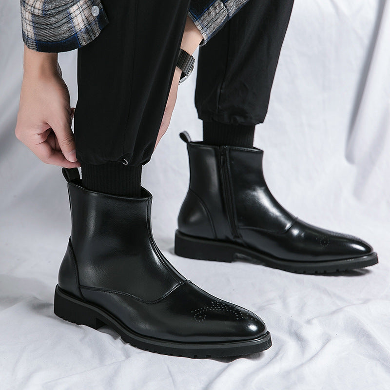 Klassische Lederstiefel mit Reißverschluss