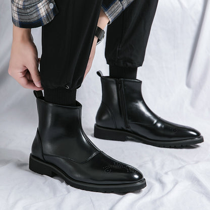 Klassische Lederstiefel mit Reißverschluss