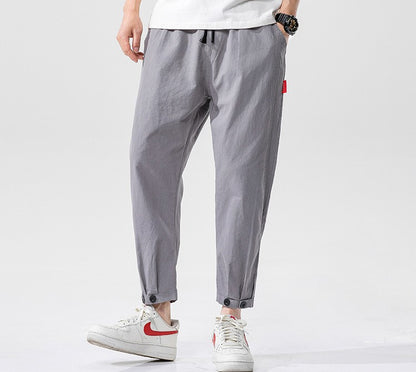 Baumwoll-Leinen-Cropped-Hose