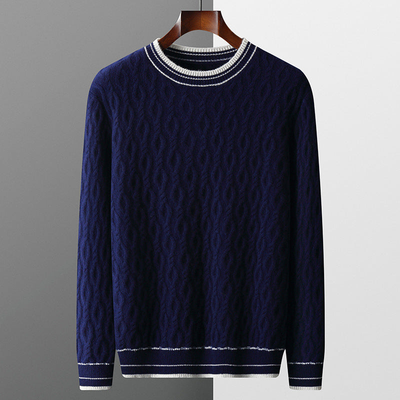 Jacquard Strickpullover mit Rundhalsausschnitt