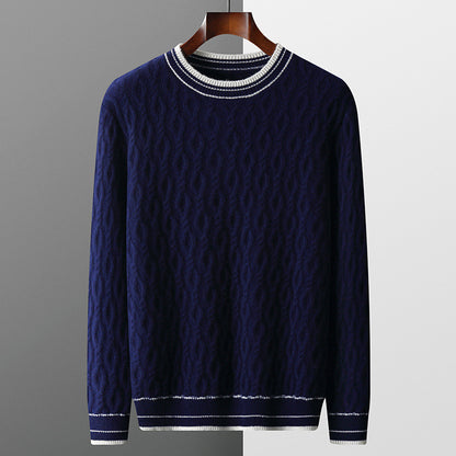 Jacquard Strickpullover mit Rundhalsausschnitt