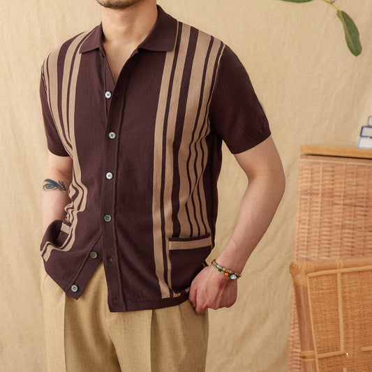 UrbanStoff | Gestreiftes Strick-Poloshirt