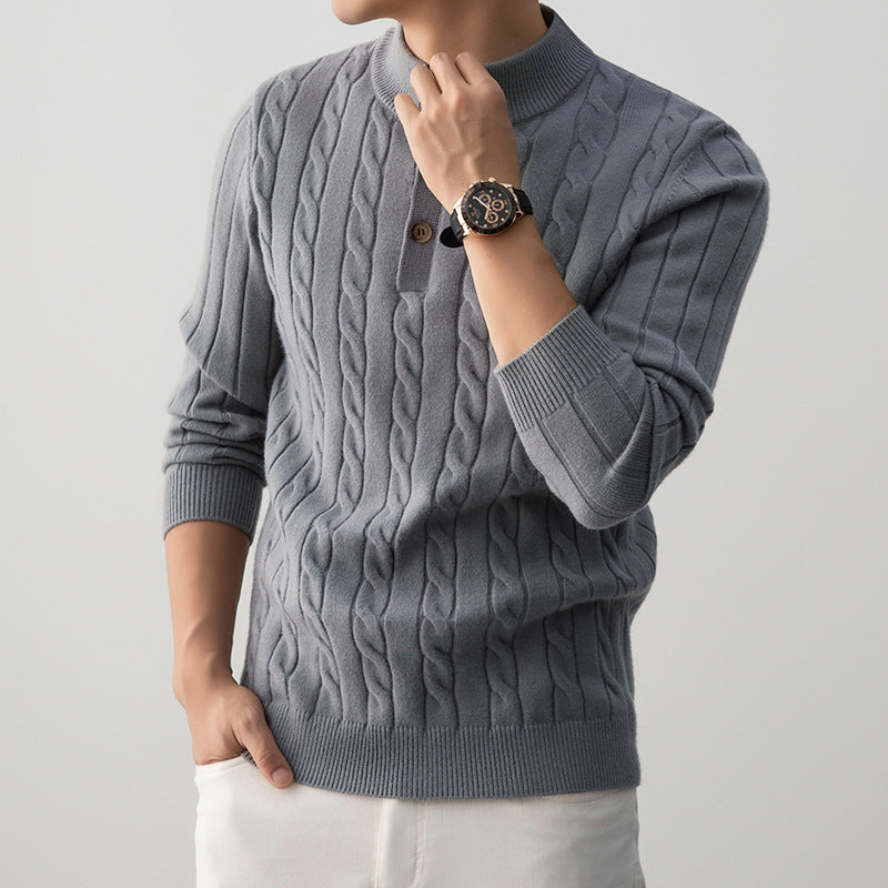 Zopfmuster Henley Pullover