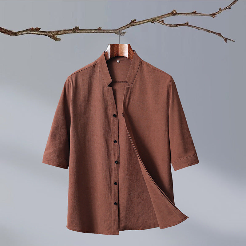 UrbanStoff | Halbarm Hemd mit Stehkragen