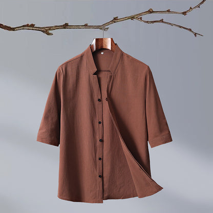 UrbanStoff | Halbarm Hemd mit Stehkragen