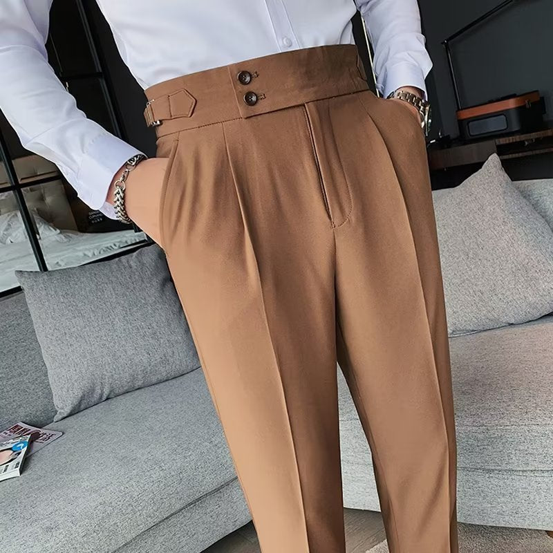 UrbanStoff | Herren Retro High-Waist Gerade Hose