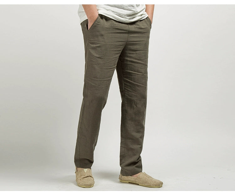 Herren Leinen Freizeithose