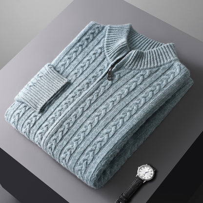 Wollpullover mit Reißverschluss – Stehkragen