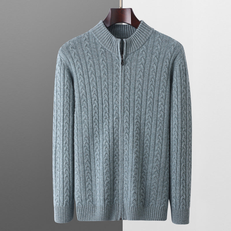 Wollpullover mit Reißverschluss – Stehkragen