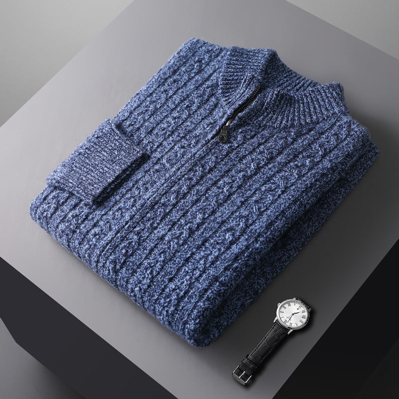 Wollpullover mit Reißverschluss – Stehkragen
