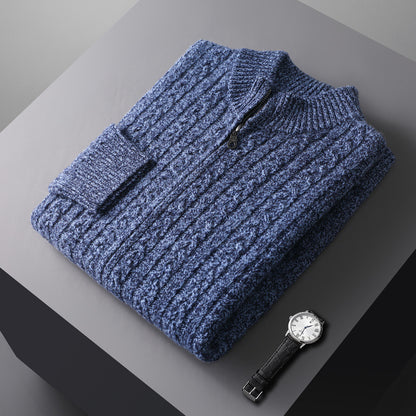 Wollpullover mit Reißverschluss – Stehkragen