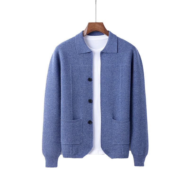 Herren Strickjacke mit Reverskragen und Taschen