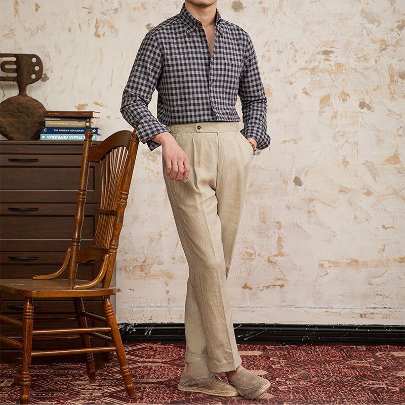 UrbanStoff | Vintage Karo Leinen-Baumwollhemd