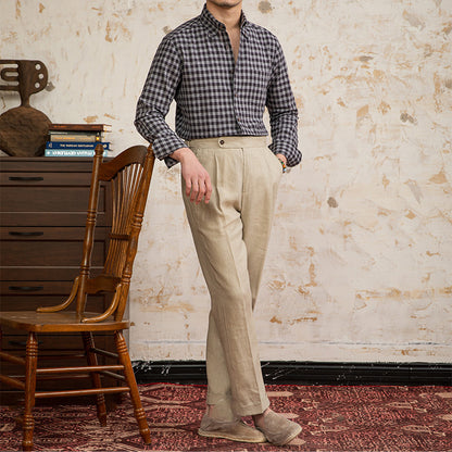 UrbanStoff | Vintage Karo Leinen-Baumwollhemd