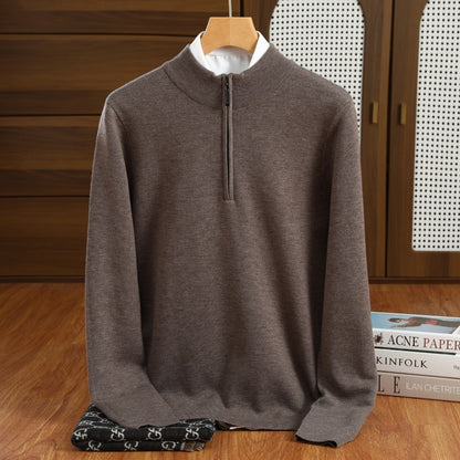 UrbanStoff | Herren Halbzip-Wollpullover aus Kammgarn