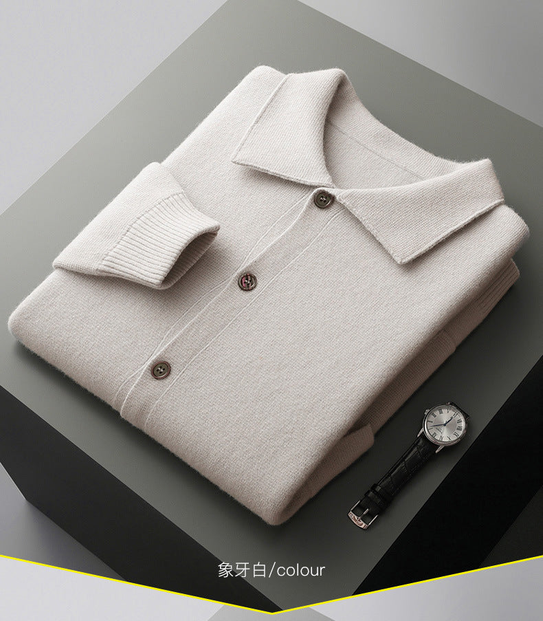 Polokragen Woll-Cardigan