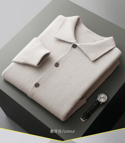 Polokragen Woll-Cardigan