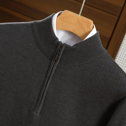 UrbanStoff | Herren Halbzip-Wollpullover aus Kammgarn