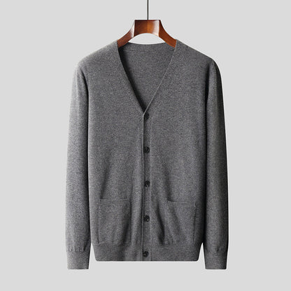 UrbanStoff | Reiner Woll-Cardigan V-Ausschnitt