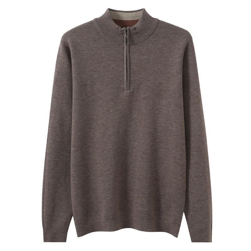 UrbanStoff | Herren Halbzip-Wollpullover aus Kammgarn