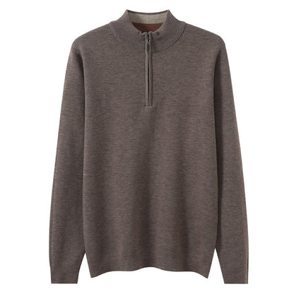 UrbanStoff | Herren Halbzip-Wollpullover aus Kammgarn
