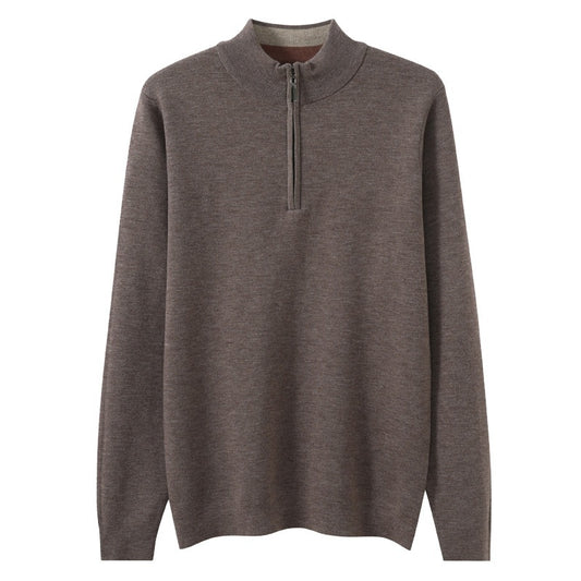 UrbanStoff | Herren Halbzip-Wollpullover aus Kammgarn