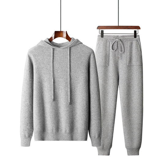 UrbanStoff | Herren Kapuzen-Strick Trainingsanzug – Freizeit Set