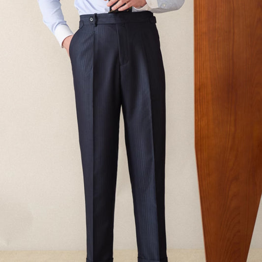 Gestreifte High-Waist Anzughose