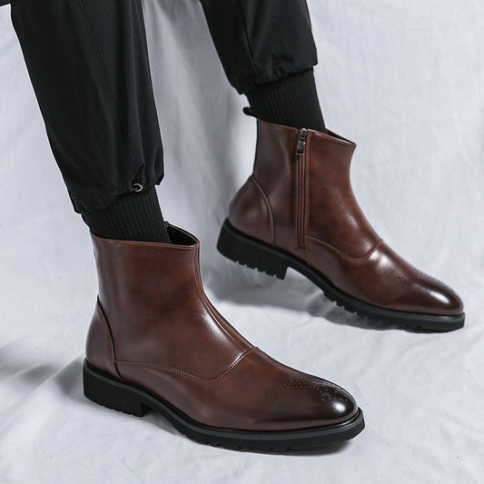 Klassische Lederstiefel mit Reißverschluss