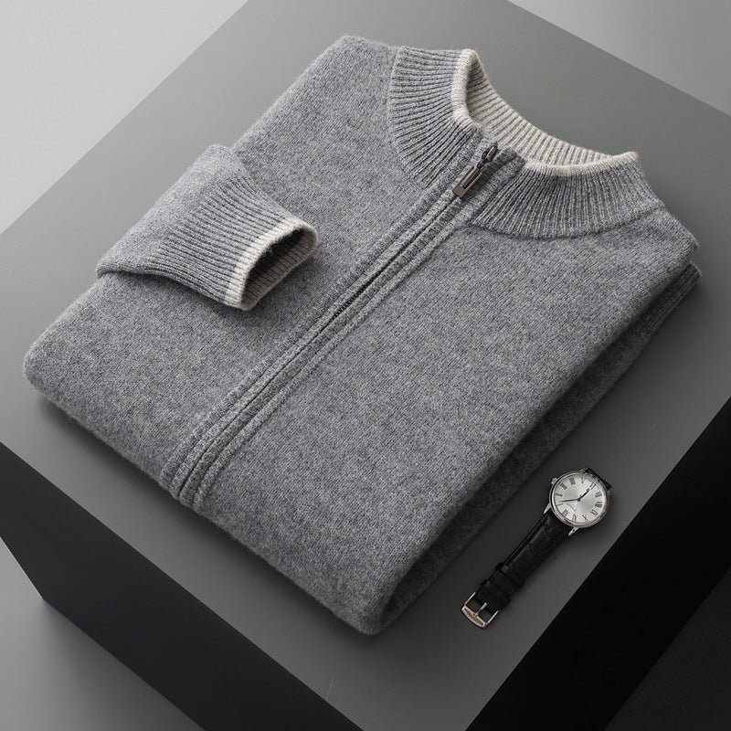 UrbanStoff | Herren Halbrollkragen Strickjacke mit Reißverschluss