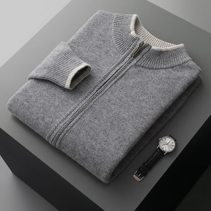 UrbanStoff | Herren Halbrollkragen Strickjacke mit Reißverschluss