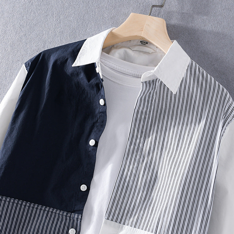 UrbanStoff | Gestreiftes Patchwork-Hemd