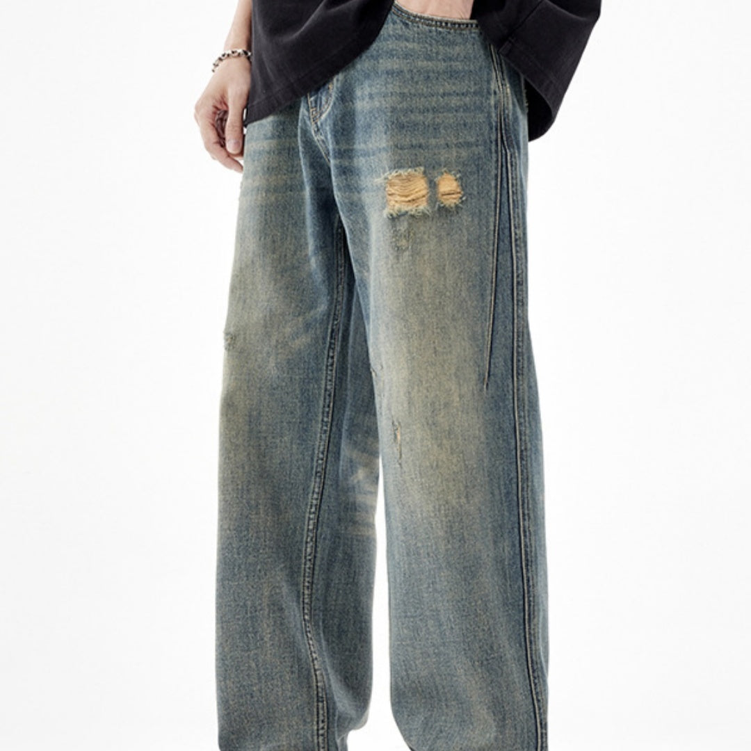 UrbanStoff | Retro Wide-Leg Ripped-Jeans