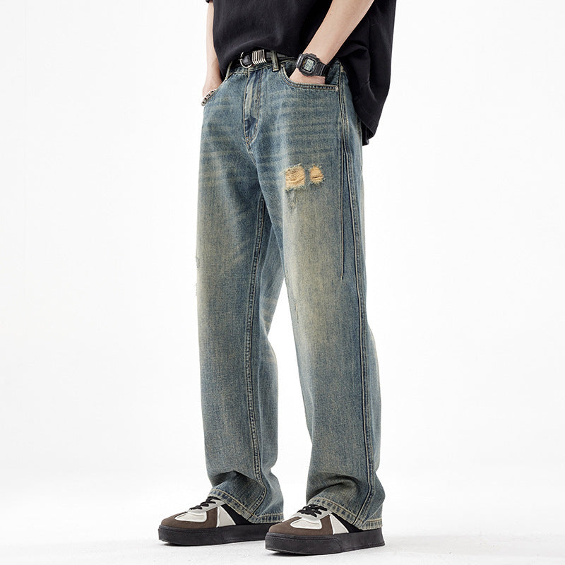 UrbanStoff | Retro Wide-Leg Ripped-Jeans