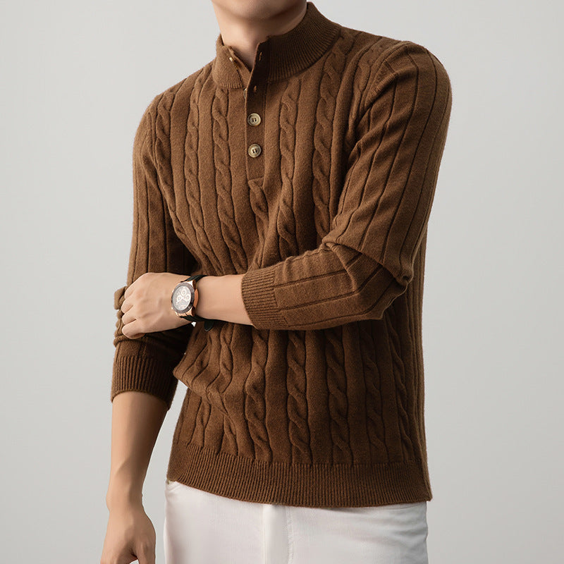 Zopfmuster Henley Pullover