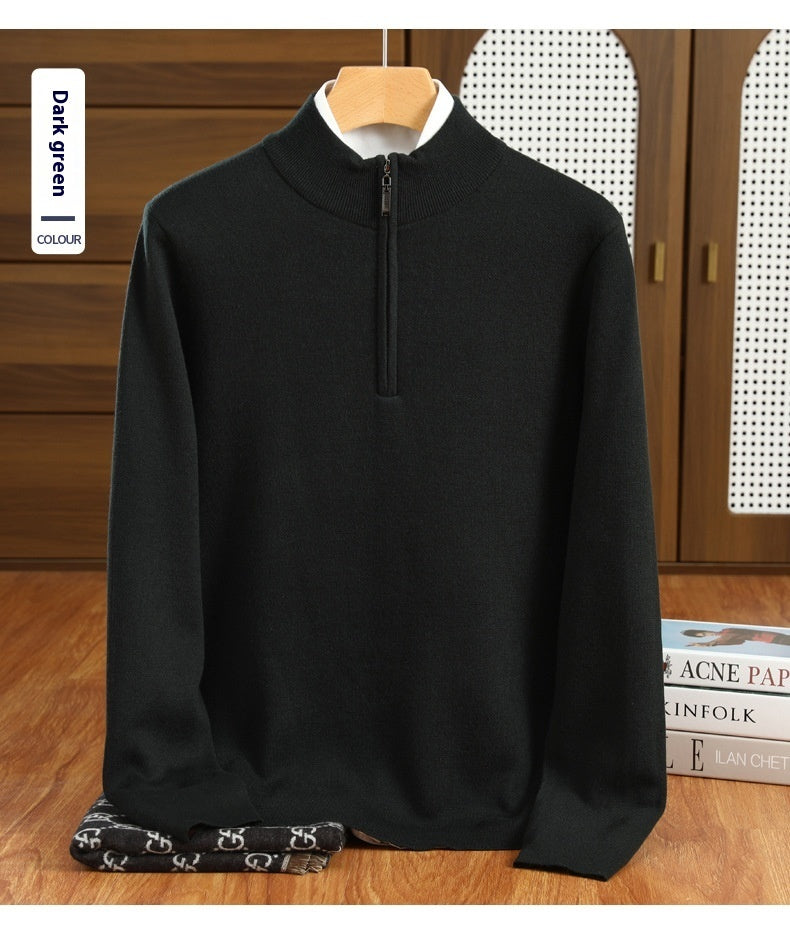 UrbanStoff | Herren Halbzip-Wollpullover aus Kammgarn