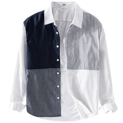 UrbanStoff | Gestreiftes Patchwork-Hemd