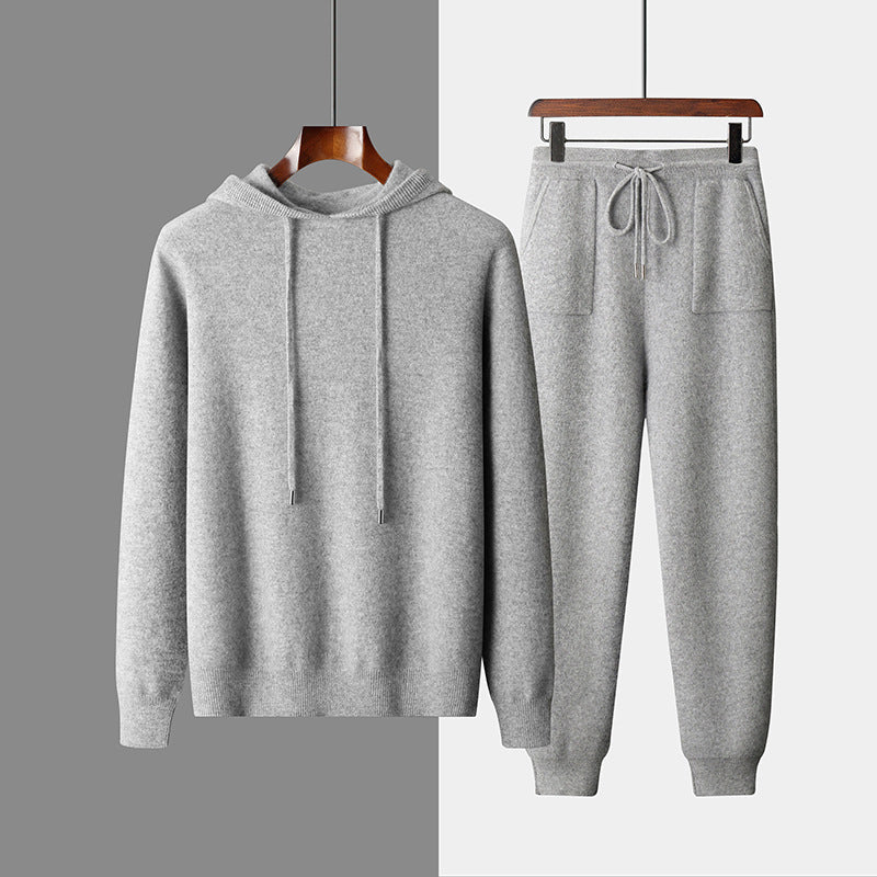 UrbanStoff | Herren Kapuzen-Strick Trainingsanzug – Freizeit Set