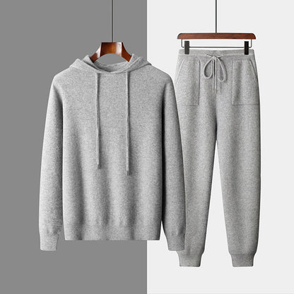 UrbanStoff | Herren Kapuzen-Strick Trainingsanzug – Freizeit Set