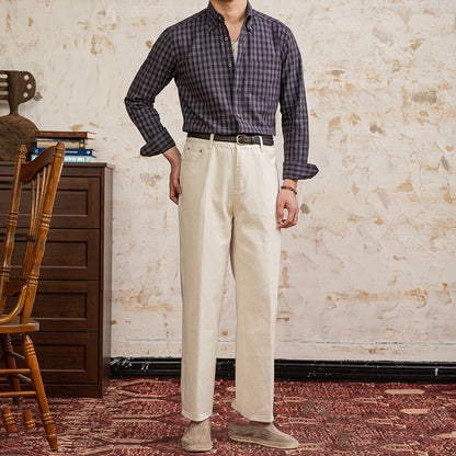 UrbanStoff | Vintage Karo Leinen-Baumwollhemd