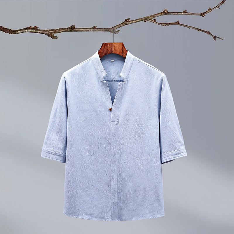 UrbanStoff | Halbarm Hemd mit Stehkragen