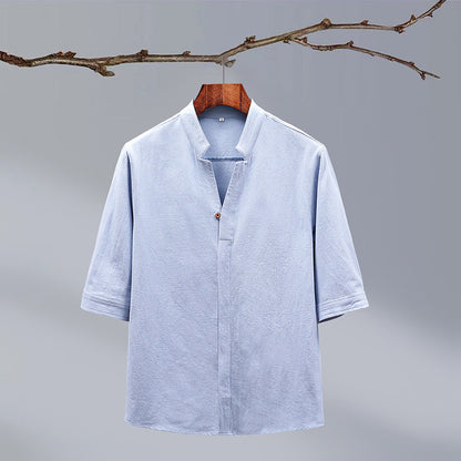 UrbanStoff | Halbarm Hemd mit Stehkragen